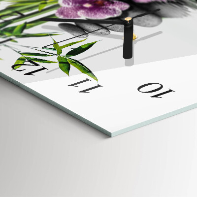 Vierkante glazen wandklok Orchideeënstenen