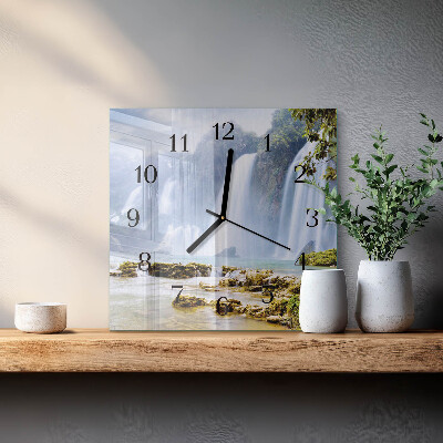 Vierkante glazen wandklok Waterval