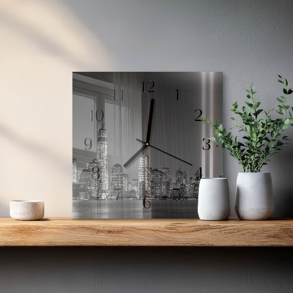 Vierkante glazen wandklok Horizon