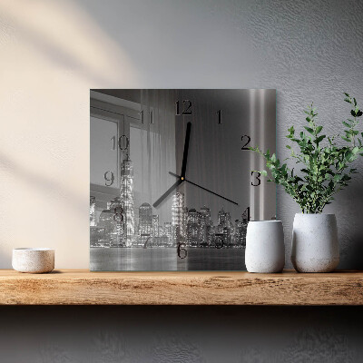 Vierkante glazen wandklok Horizon