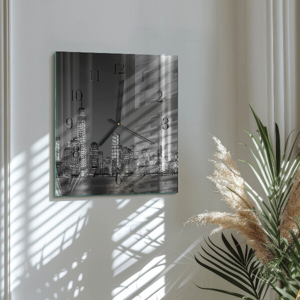 Vierkante glazen wandklok Horizon