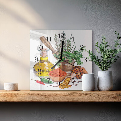 Vierkante glazen wandklok Specerijen