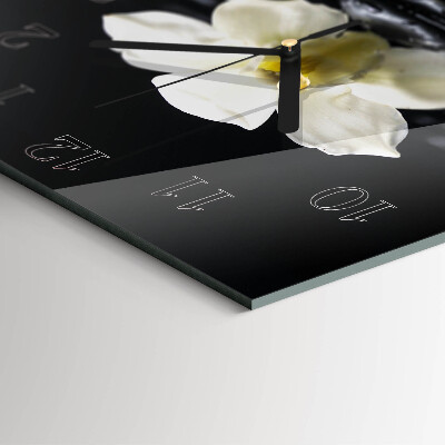 Vierkante glazen wandklok Orchideeënstenen