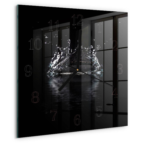 Vierkante glazen wandklok Water