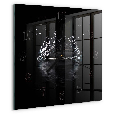 Vierkante glazen wandklok Water