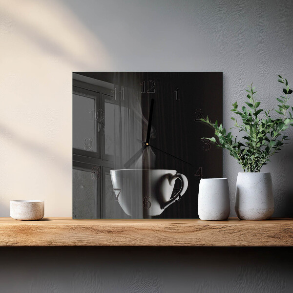 Vierkante glazen wandklok Beker