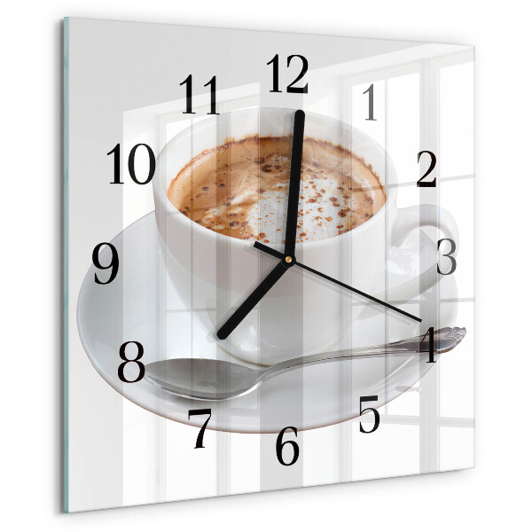 Vierkante glazen wandklok Koffie