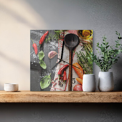 Vierkante glazen wandklok Specerijen