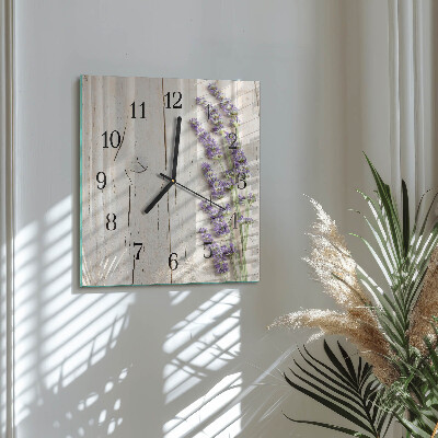 Vierkante glazen wandklok Lavendel