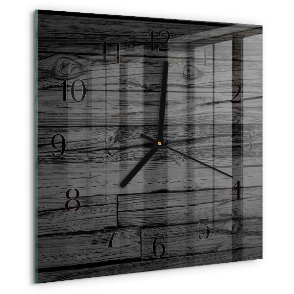 Vierkante glazen wandklok Hout
