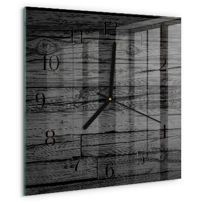 Vierkante glazen wandklok Hout