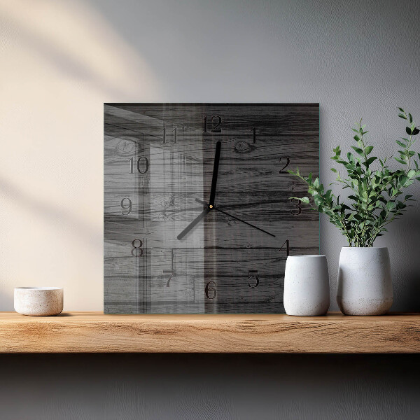 Vierkante glazen wandklok Hout