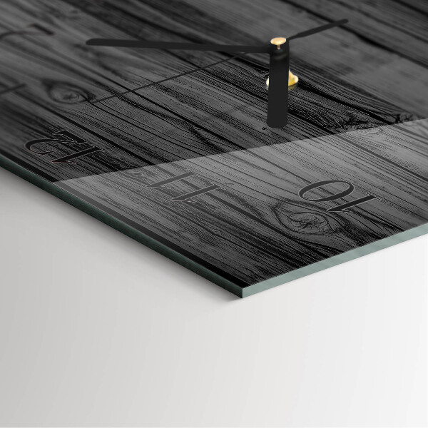 Vierkante glazen wandklok Hout