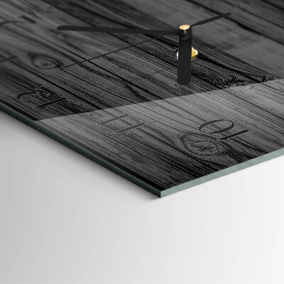 Vierkante glazen wandklok Hout