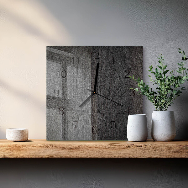 Vierkante glazen wandklok Hout
