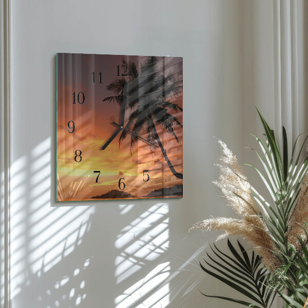 Vierkante glazen wandklok Palm
