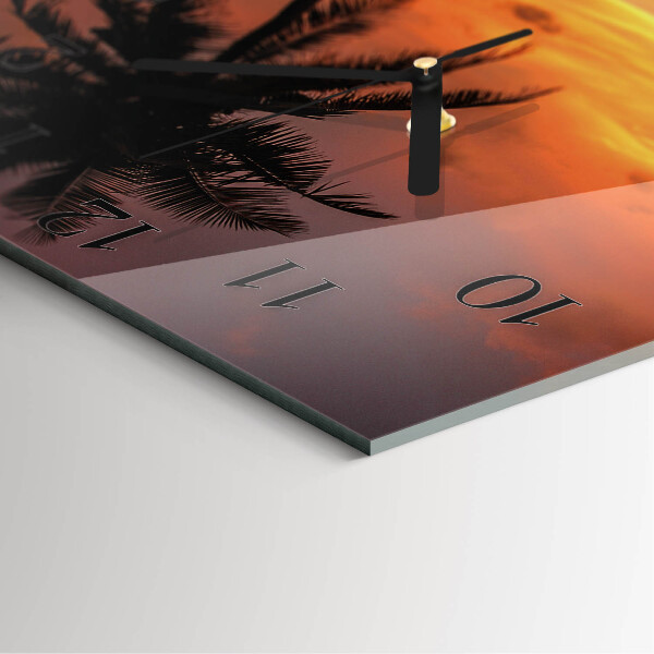 Vierkante glazen wandklok Palm