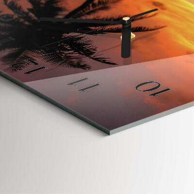 Vierkante glazen wandklok Palm