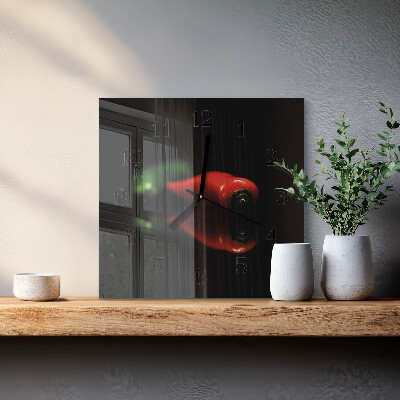 Vierkante glazen wandklok Peper