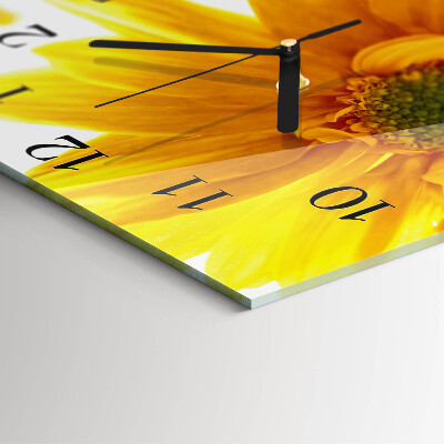 Vierkante glazen wandklok Bloem