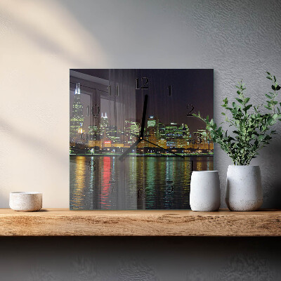 Vierkante glazen wandklok Horizon