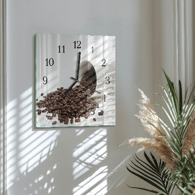 Vierkante glazen wandklok Kopje koffie
