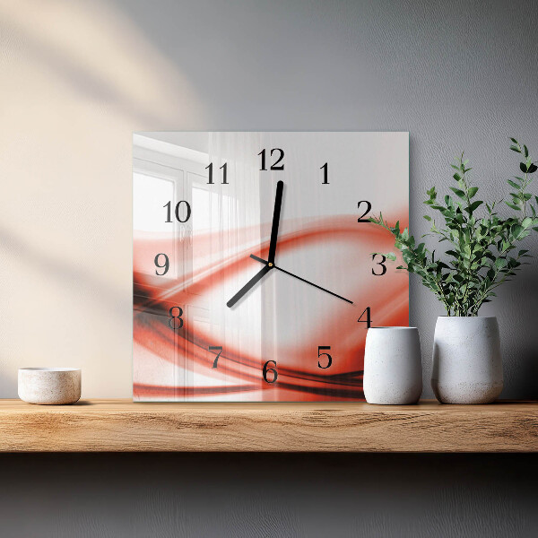 Vierkante glazen wandklok Abstracte lijnen