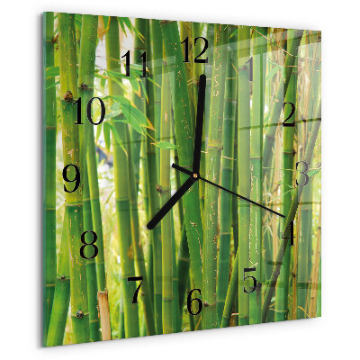 Vierkante glazen wandklok Bamboeplant