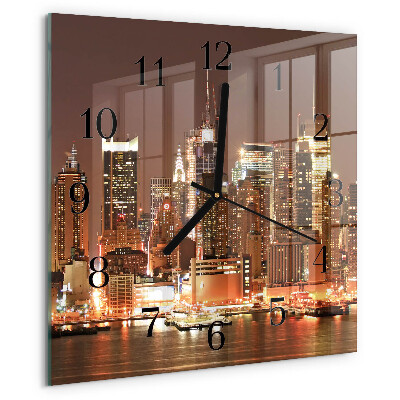 Vierkante glazen wandklok Horizon