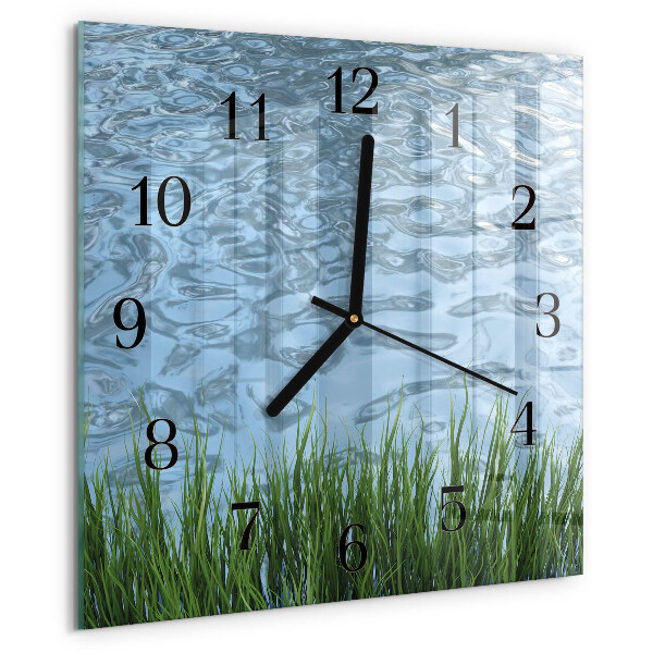 Vierkante glazen wandklok Graswater