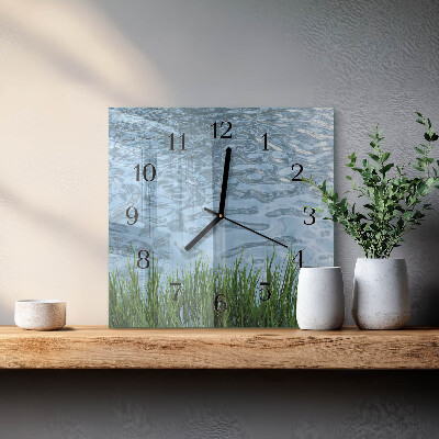 Vierkante glazen wandklok Graswater