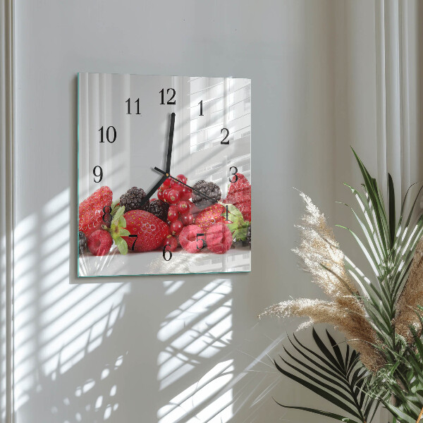 Vierkante glazen wandklok Fruit