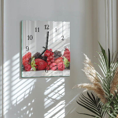 Vierkante glazen wandklok Fruit