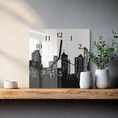 Vierkante glazen wandklok Gebouwen