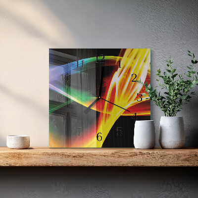 Vierkante glazen wandklok Abstractie