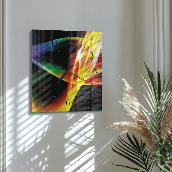 Vierkante glazen wandklok Abstractie