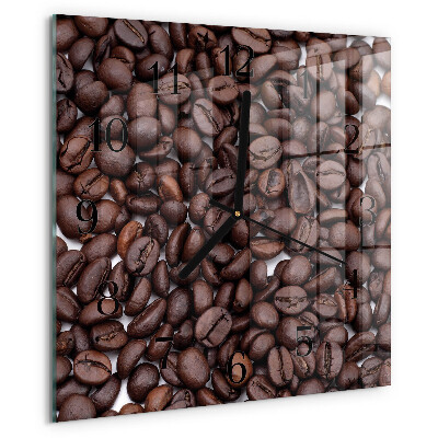 Vierkante glazen wandklok Koffiebonen