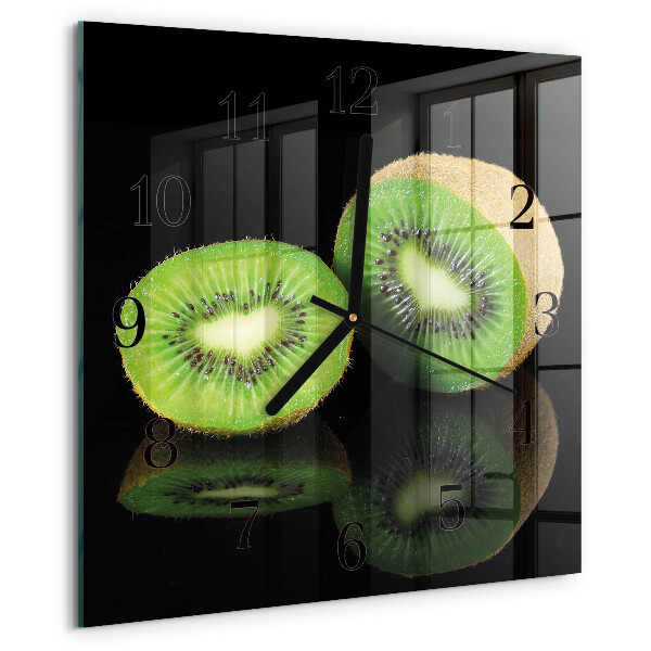 Vierkante glazen wandklok Kiwi