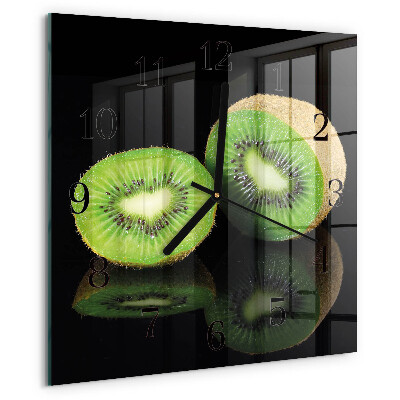 Vierkante glazen wandklok Kiwi