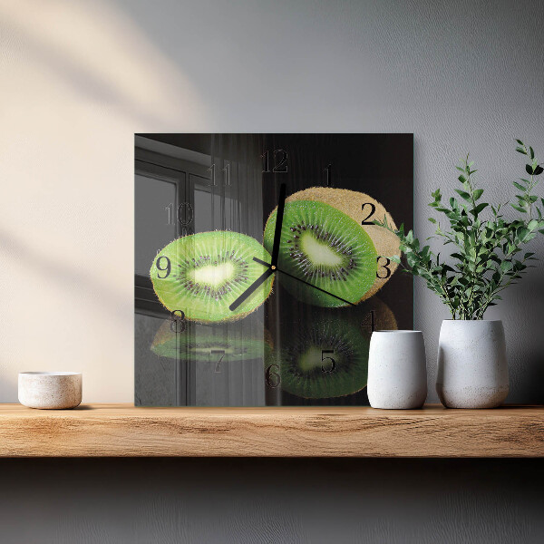 Vierkante glazen wandklok Kiwi