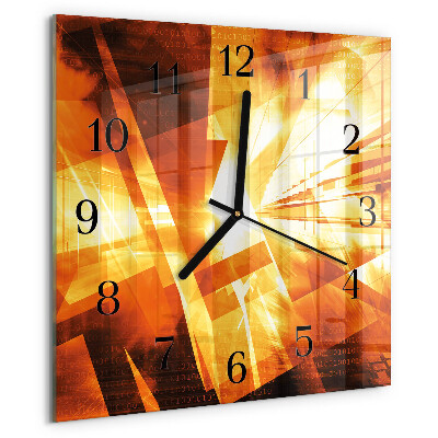 Vierkante glazen wandklok Abstractie