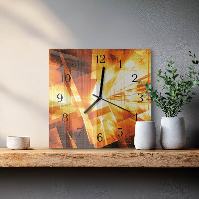 Vierkante glazen wandklok Abstractie