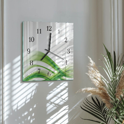 Vierkante glazen wandklok Abstracte golf