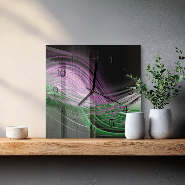 Vierkante glazen wandklok Abstracte kunst