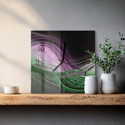Vierkante glazen wandklok Abstracte kunst