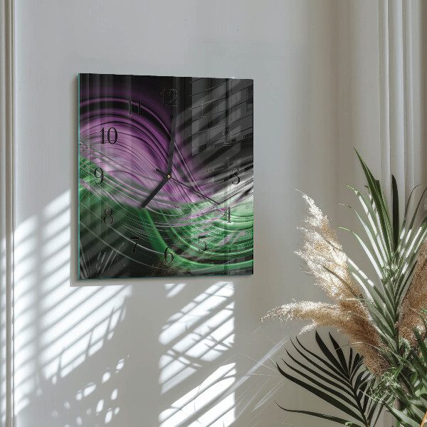 Vierkante glazen wandklok Abstracte kunst