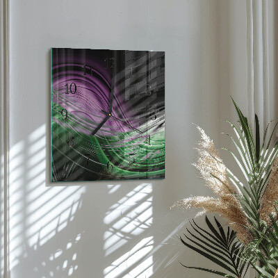 Vierkante glazen wandklok Abstracte kunst