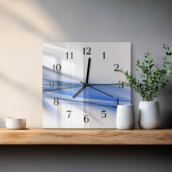 Vierkante glazen wandklok Abstracte lijnen