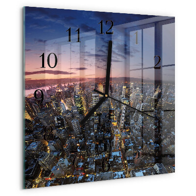 Vierkante glazen wandklok Horizon