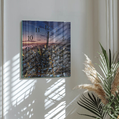 Vierkante glazen wandklok Horizon